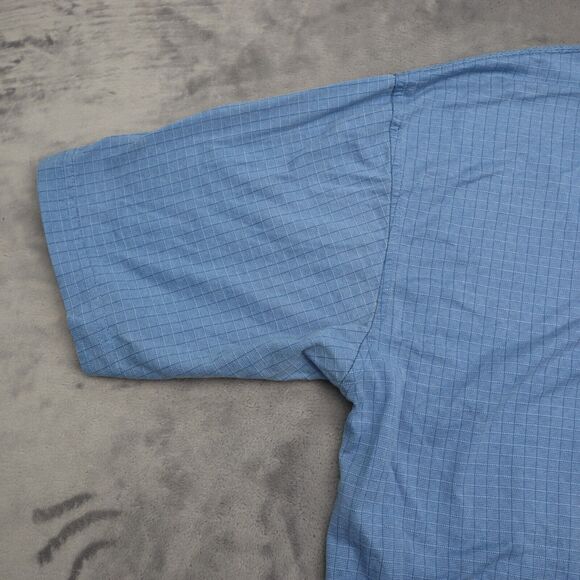Wrangler Shirt Mens M Blue Short Sleeve Slit Chest Button Collared Top - Picture 9 of 16